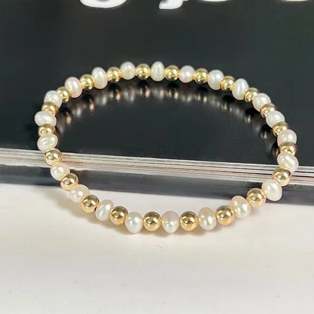 New style high quality 14k gold filled beaded pearl bracelet fashion permanent jewelry for women