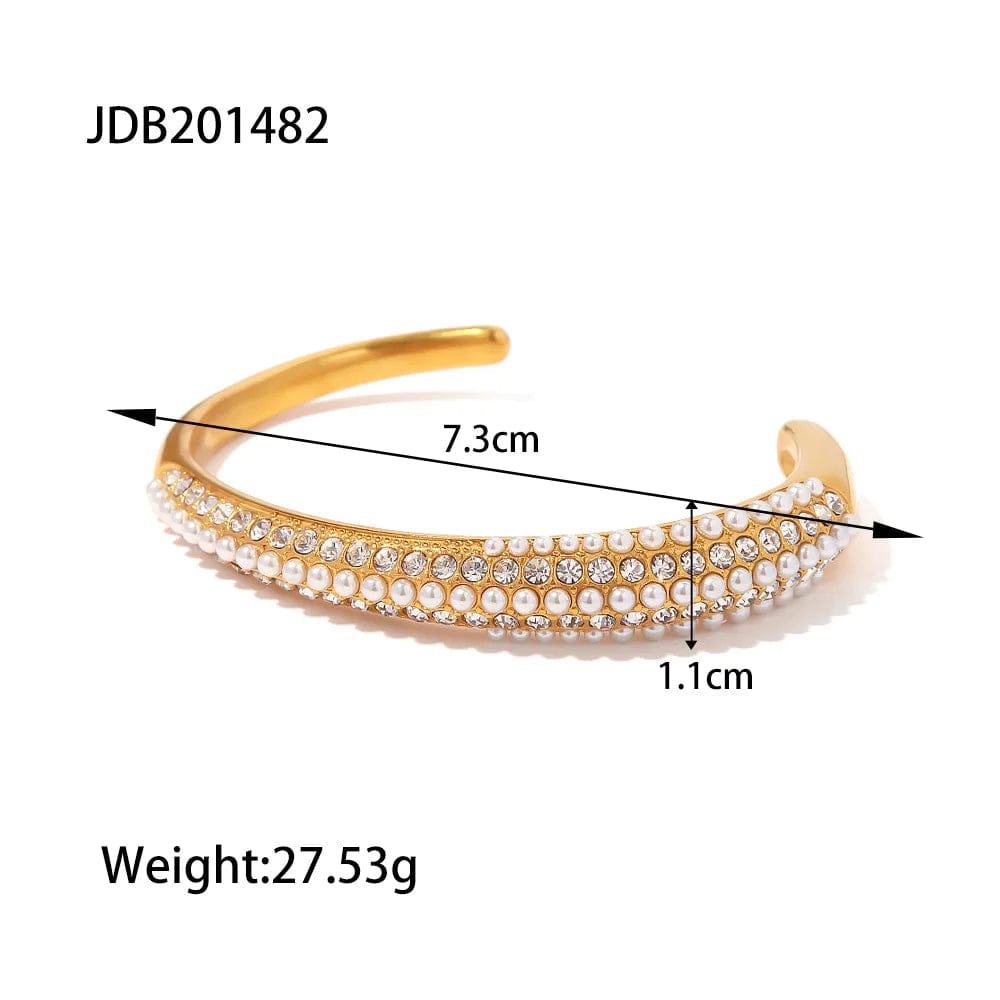 New Style Waterproof 18K Gold Plated Stainless Steel Jewelry Party Gift Wide Opening Texture Bracelet for Women