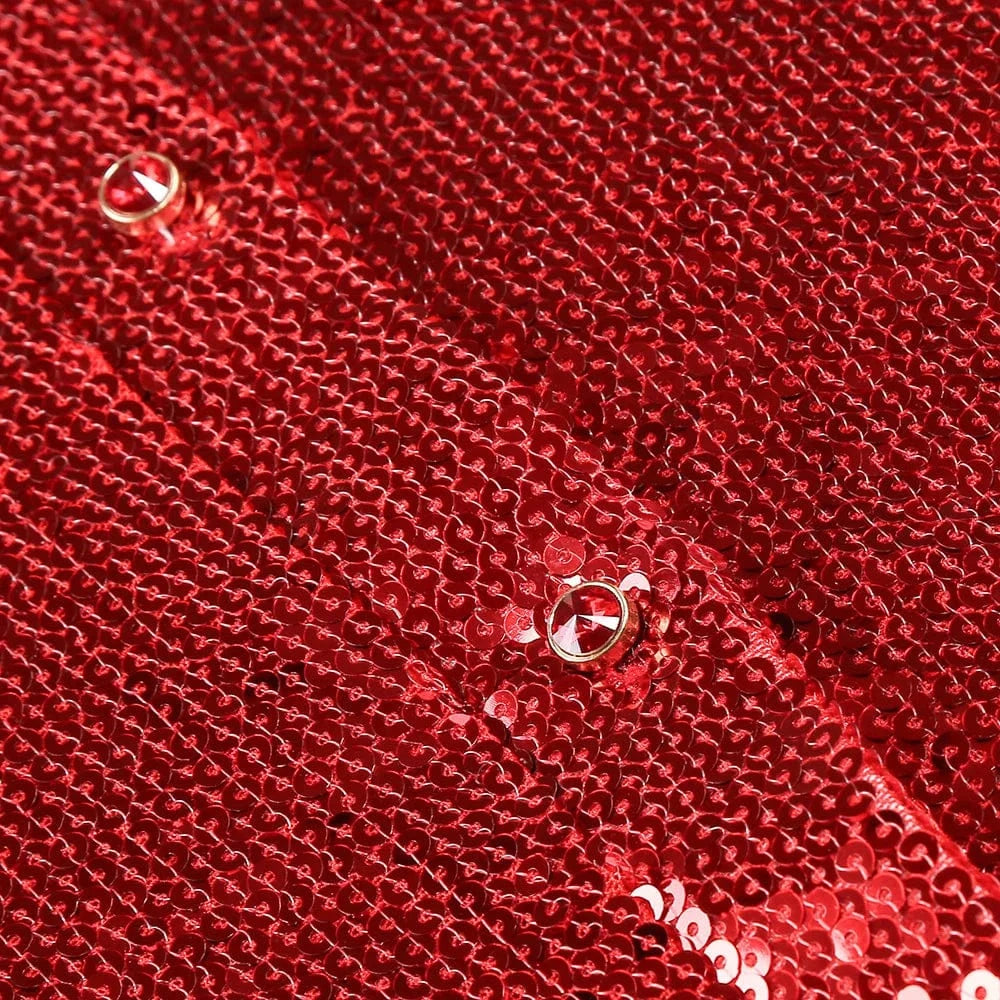 New Style Women Celebrity Lapel Fashion Sequined Long-sleeved Top Slim Sexy Slit Skirt Two-piece Elegant Urban Women's Wear