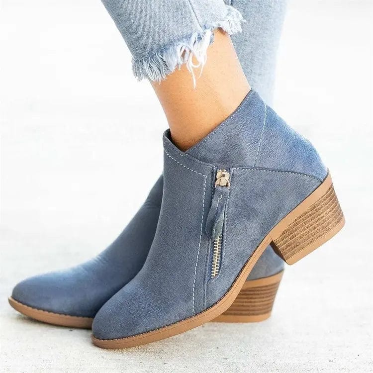 New style women chunky heel  ladies short boots side zipper suede casual boots winter boots for women