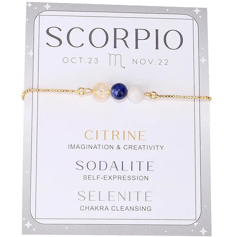 New Stylish Twelve Constellations Crystal Bead Bracelet Moon Stone Bracelet Women's Adjustable Chain Bracelets