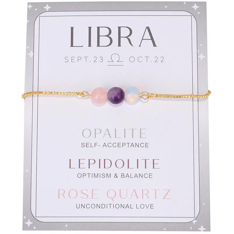 New Stylish Twelve Constellations Crystal Bead Bracelet Moon Stone Bracelet Women's Adjustable Chain Bracelets