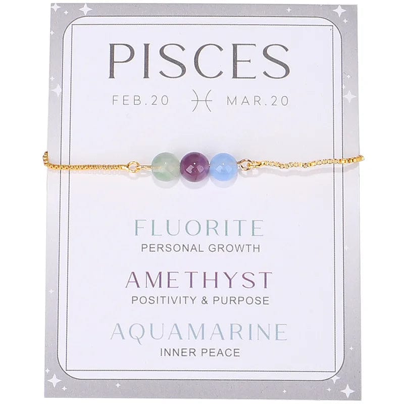 New Stylish Twelve Constellations Crystal Bead Bracelet Moon Stone Bracelet Women's Adjustable Chain Bracelets