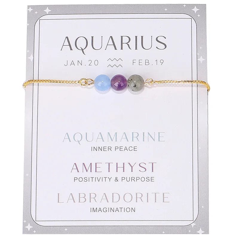 New Stylish Twelve Constellations Crystal Bead Bracelet Moon Stone Bracelet Women's Adjustable Chain Bracelets