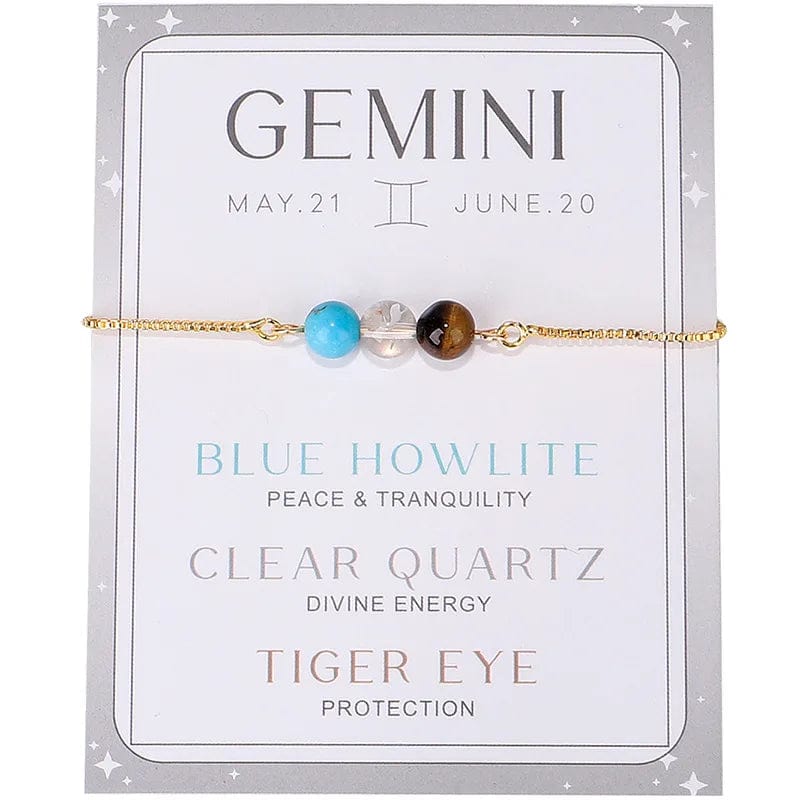 New Stylish Twelve Constellations Crystal Bead Bracelet Moon Stone Bracelet Women's Adjustable Chain Bracelets