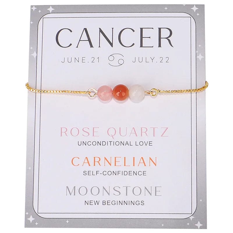 New Stylish Twelve Constellations Crystal Bead Bracelet Moon Stone Bracelet Women's Adjustable Chain Bracelets