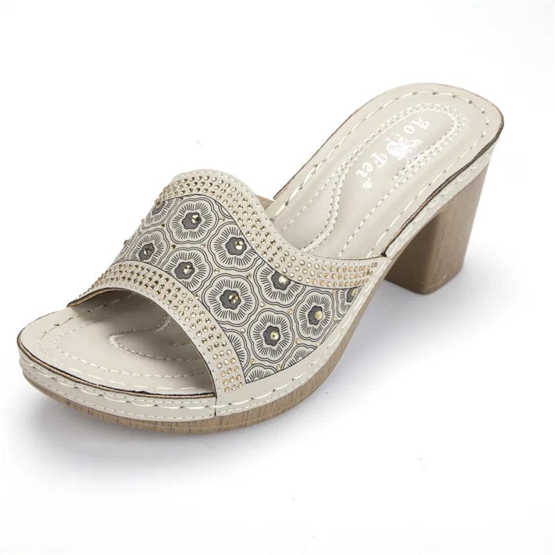 New Summer Fish-mouth Beach Female Block Heels Sandals Women Soft Sole Casual Wedges Slippers