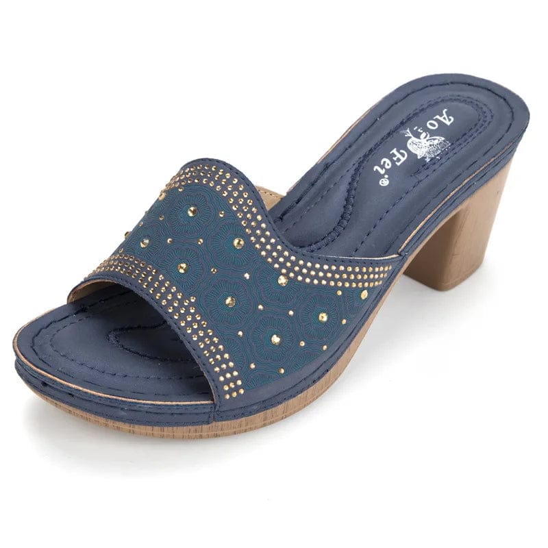 New Summer Fish-mouth Beach Female Block Heels Sandals Women Soft Sole Casual Wedges Slippers