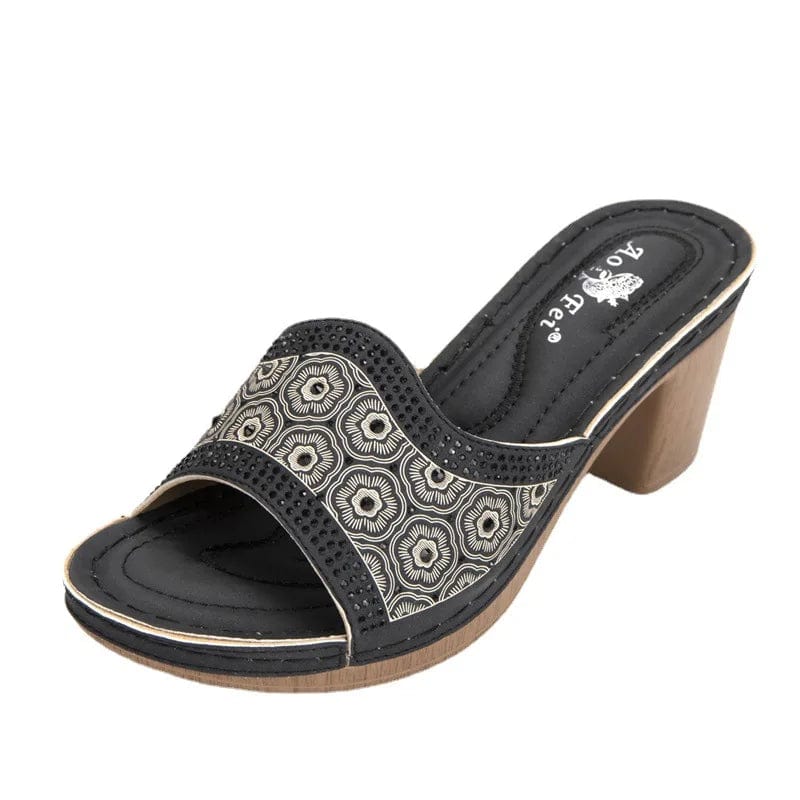 New Summer Fish-mouth Beach Female Block Heels Sandals Women Soft Sole Casual Wedges Slippers