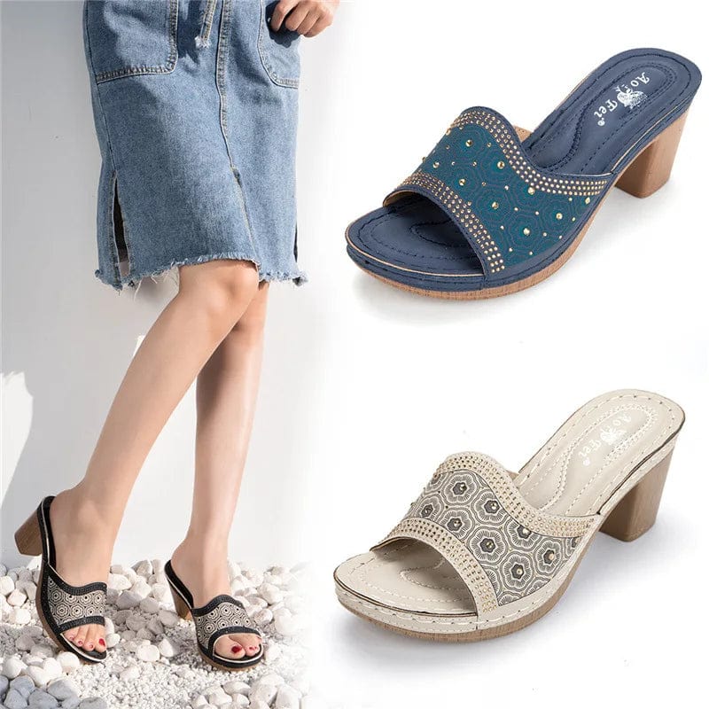 New Summer Fish-mouth Beach Female Block Heels Sandals Women Soft Sole Casual Wedges Slippers