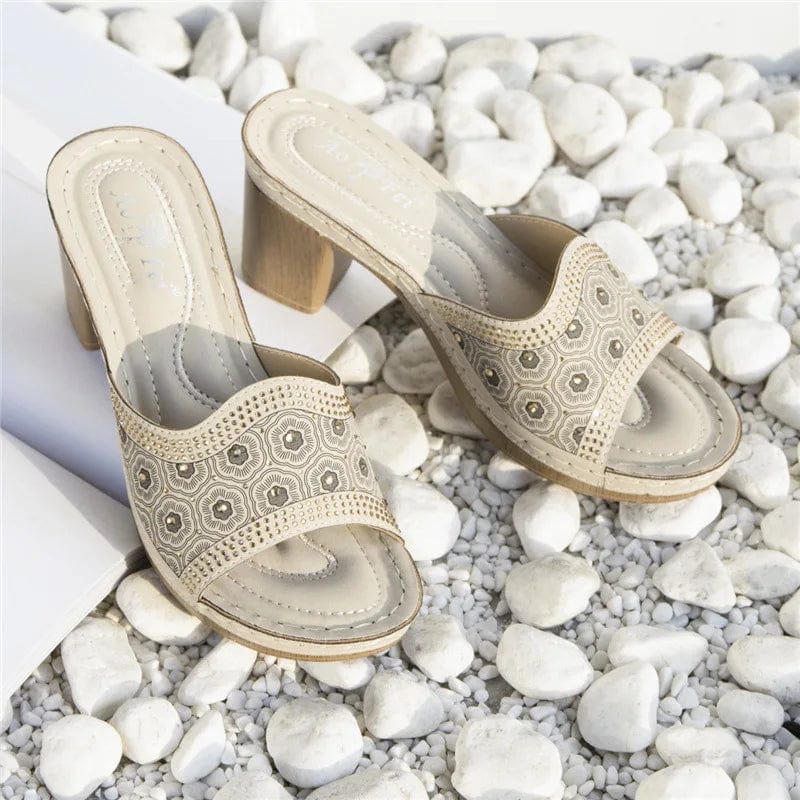 New Summer Fish-mouth Beach Female Block Heels Sandals Women Soft Sole Casual Wedges Slippers