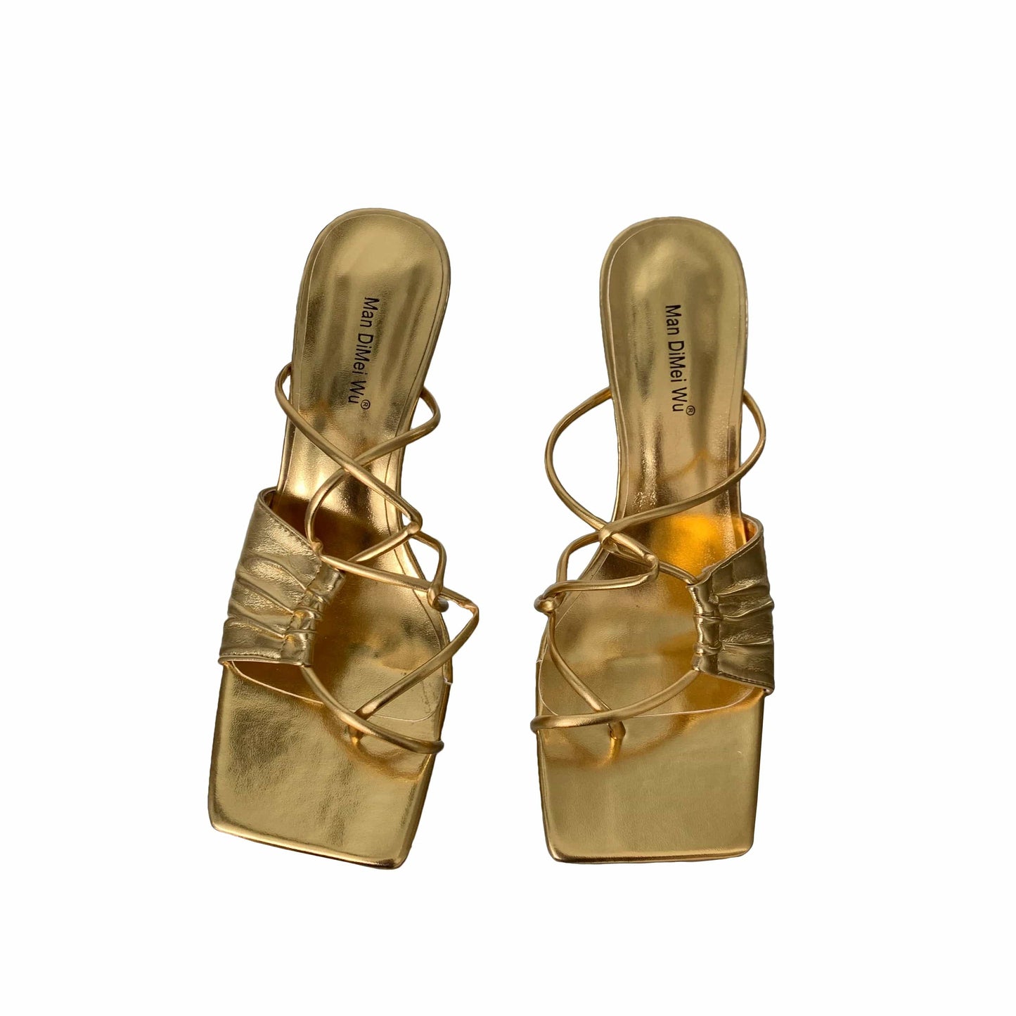 New Summer Gold Slippers Women High Heels Slide Female Clip Toe Sandal Party Dress Shoes Vacation Flip Flops Sandalia Mujer