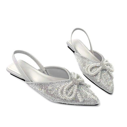 New summer wholesale bowknot Pointed head women's flat sandals Rome fashion One word band shoes Elegant office