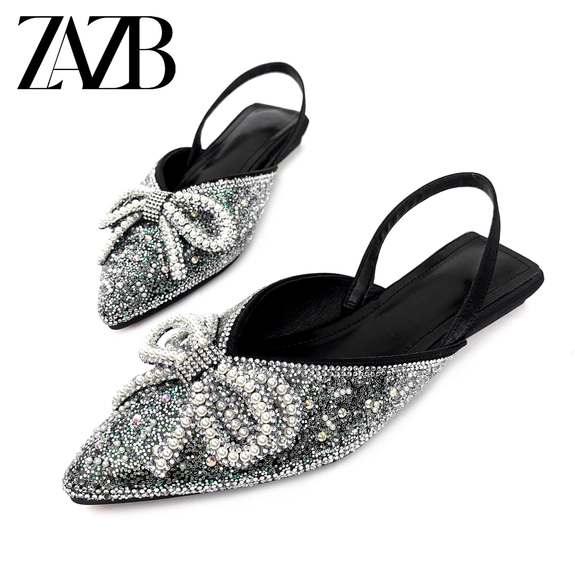 New summer wholesale bowknot Pointed head women's flat sandals Rome fashion One word band shoes Elegant office
