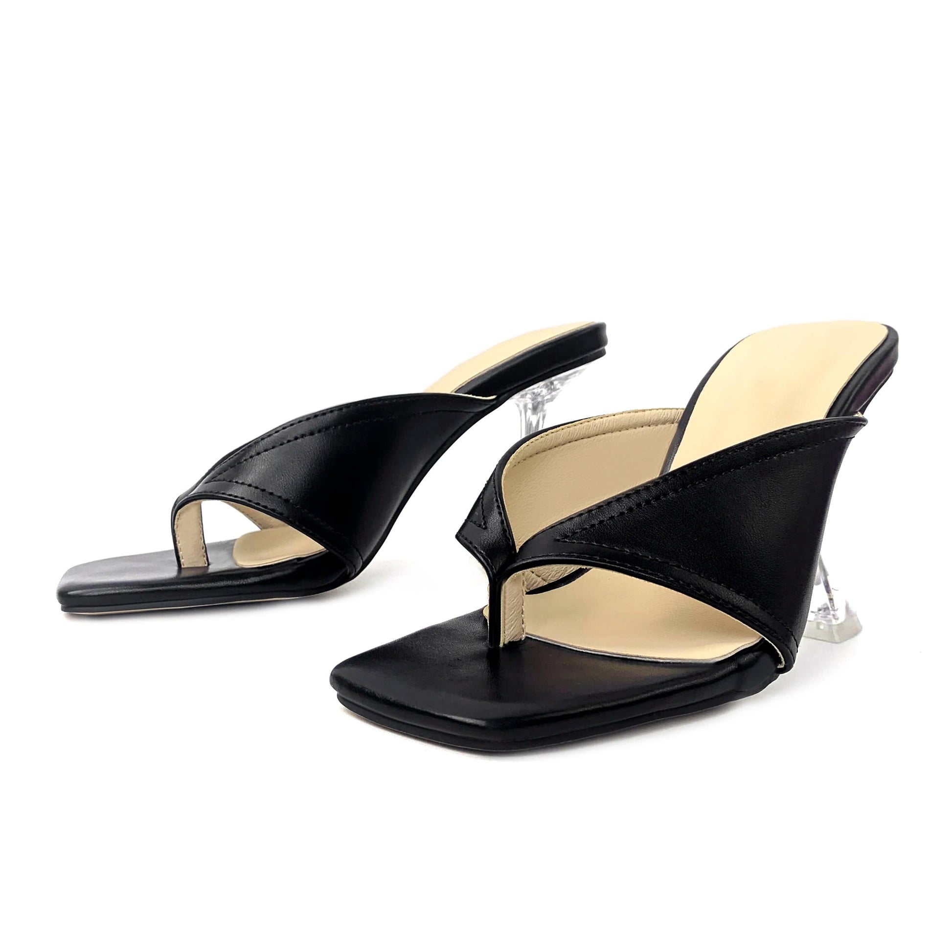 new summer wholesale European and American open toe womens shoes clip slippers black womens high heel sandals