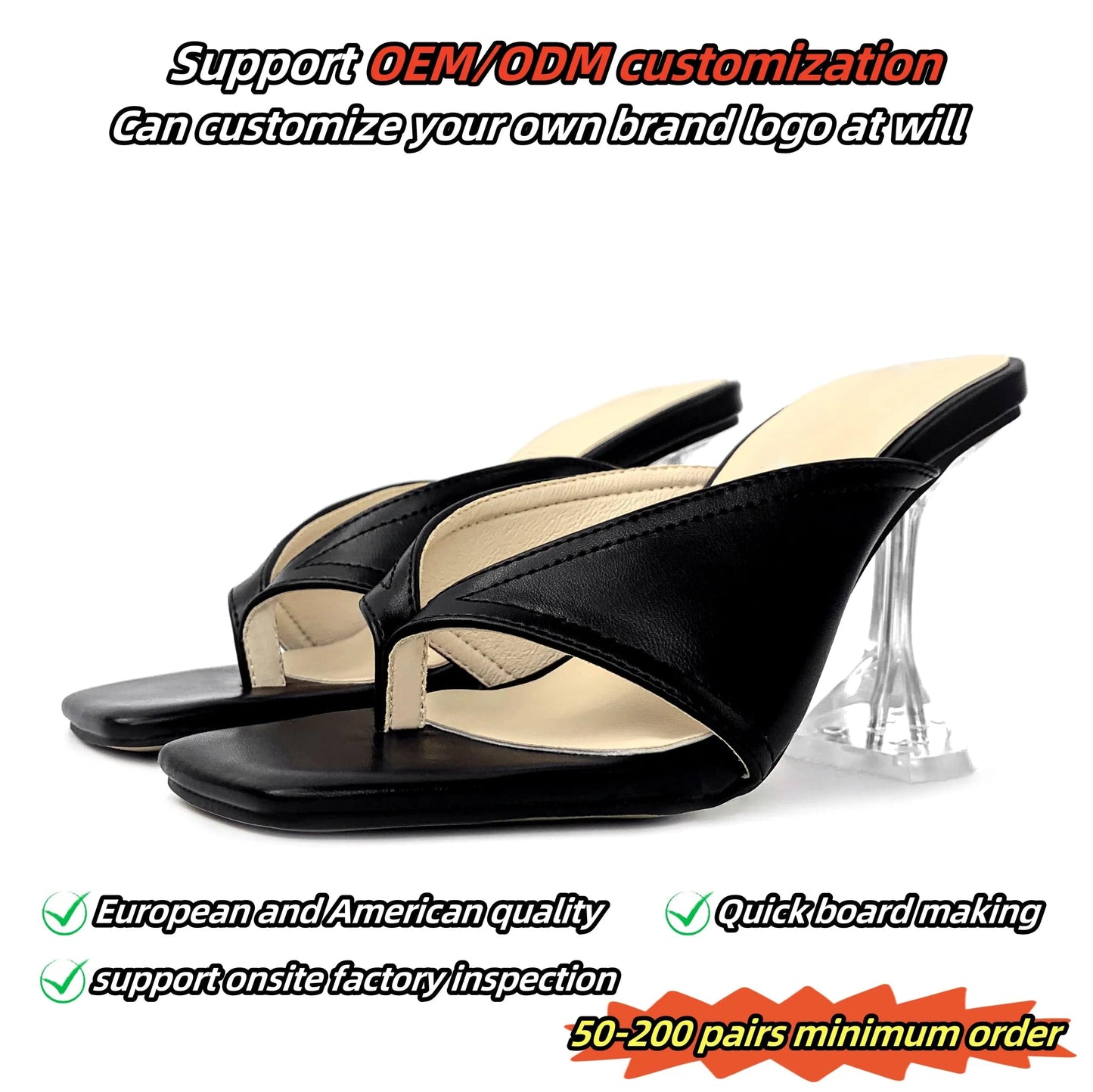 new summer wholesale European and American open toe womens shoes clip slippers black womens high heel sandals
