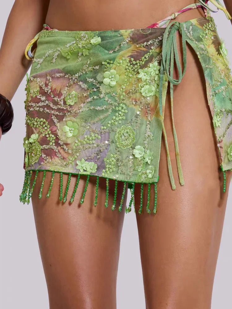 New Summer Women Beach Style Sexy Skirts, Holiday Printing Patchwork Chic Simple Skirts, 2025 Elegant Fashion Ladies Maxi Skirts - SN Wigs & More