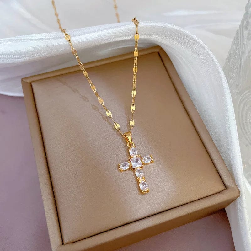 New Temperamental Dainty Cross Necklace Versatile Titanium Steel Necklace Trendy Women'S Jewelry Necklace
