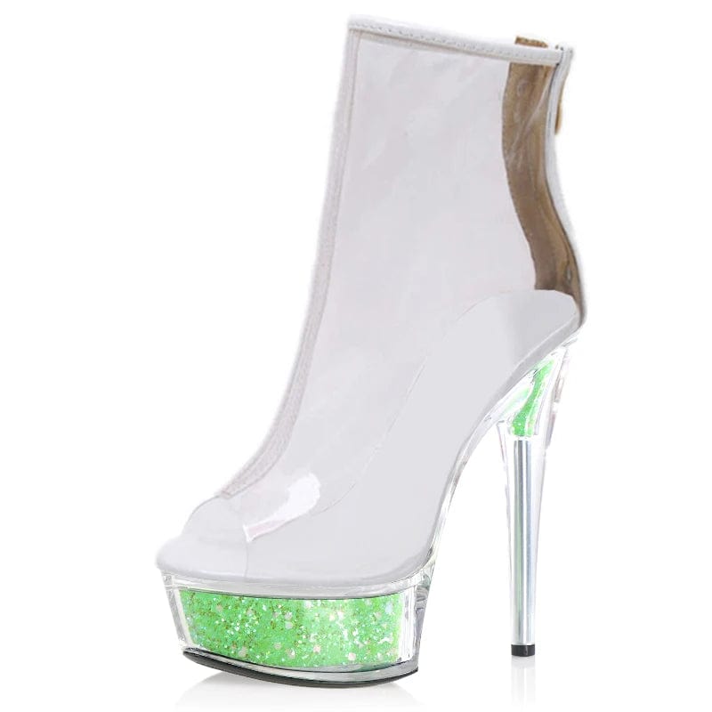 New transparent women's platform stiletto 15 cm high heel short boots 6-inch pole dance strip dance high heels