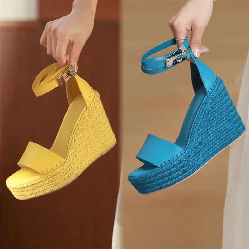 New Trendy Quality Sandalias Plataforma Jute Sole 2023 Platform Female Wedge Sandals