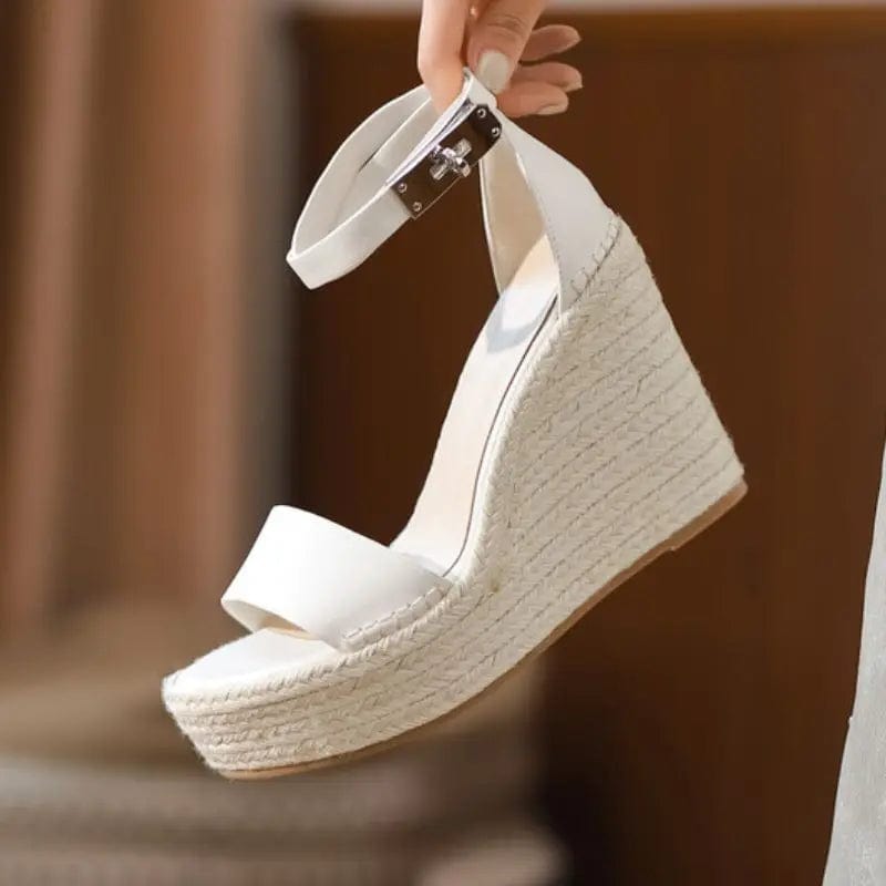 New Trendy Quality Sandalias Plataforma Jute Sole 2023 Platform Female Wedge Sandals