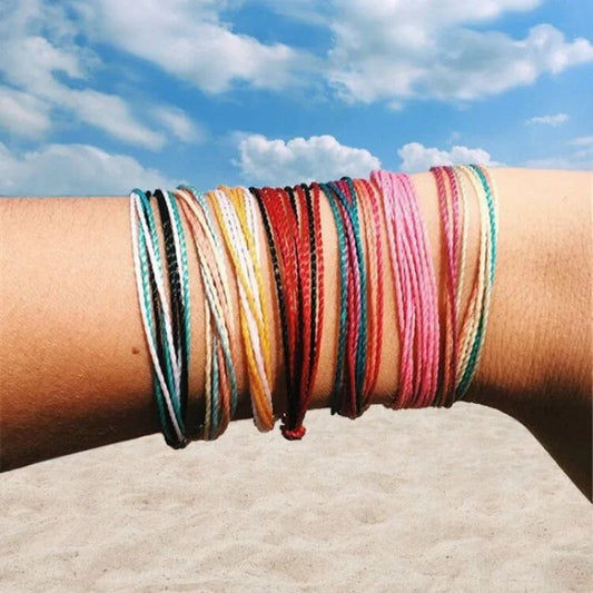 New Trendy Waxed Thread For Bracelets Creative Woven Bracelets Colorful Mixed Color Fresh Women's Adjustable Jewelry