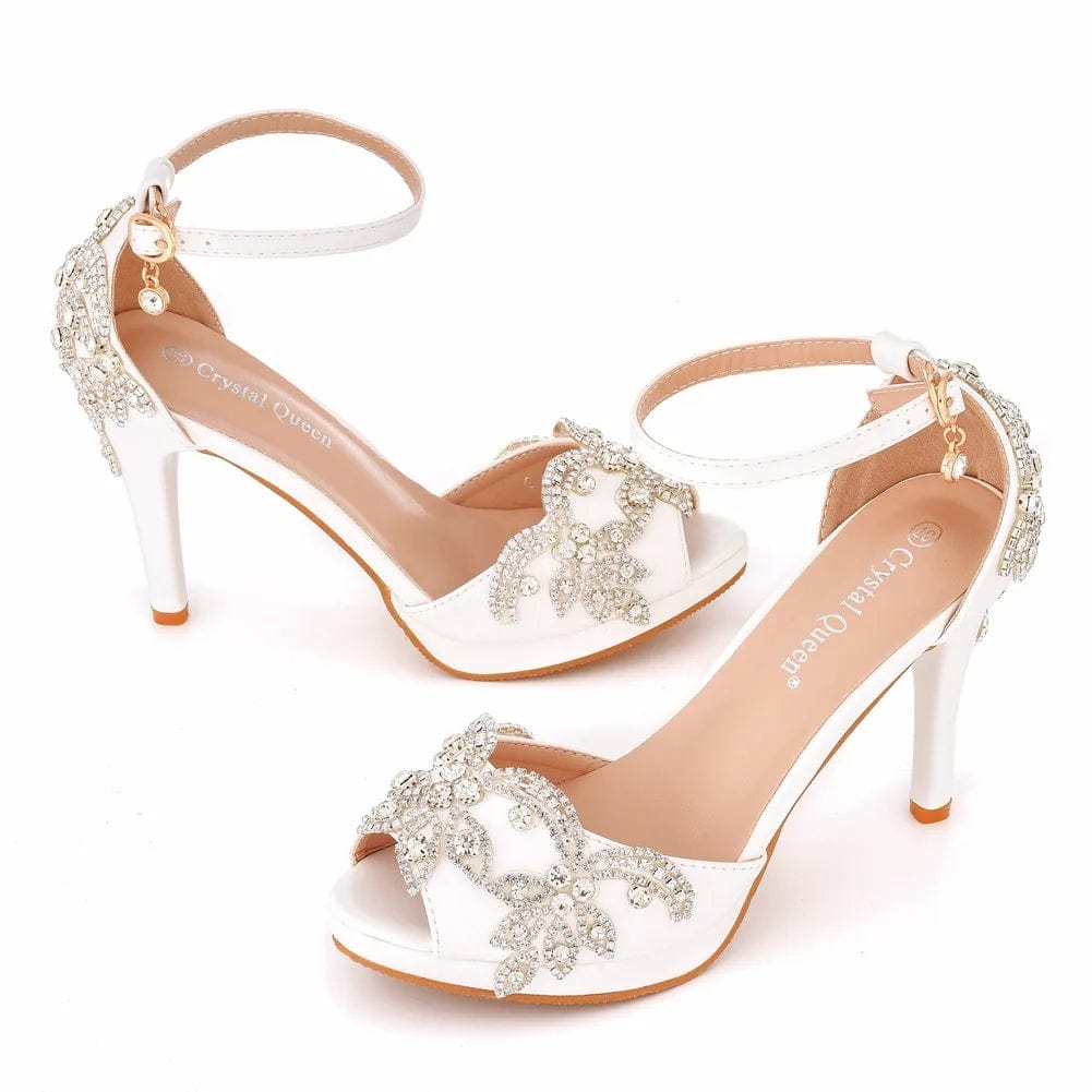 New Wedding Ladies High-heeled Stilettos Fish Mouth Rhinestone Women Large Size Shoes Sandals Platform Wedding Shoes