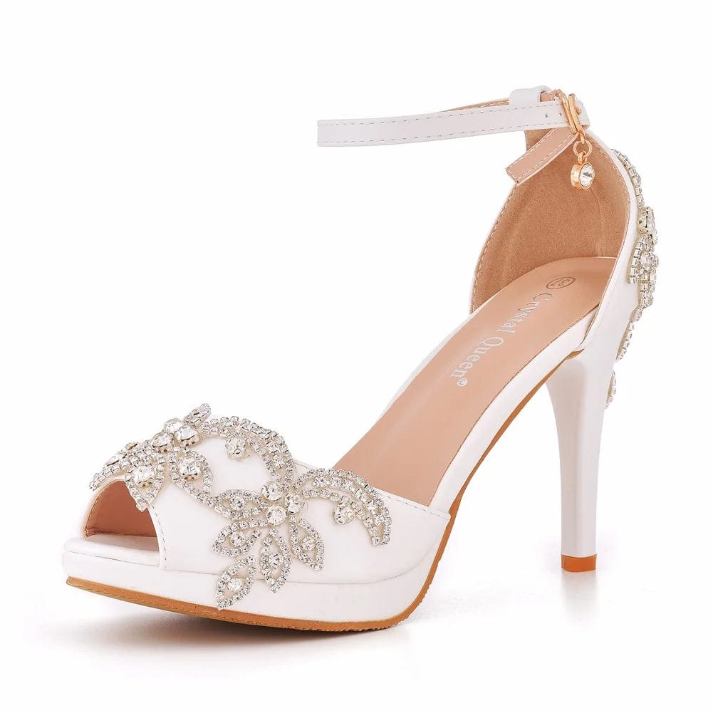 New Wedding Ladies High-heeled Stilettos Fish Mouth Rhinestone Women Large Size Shoes Sandals Platform Wedding Shoes