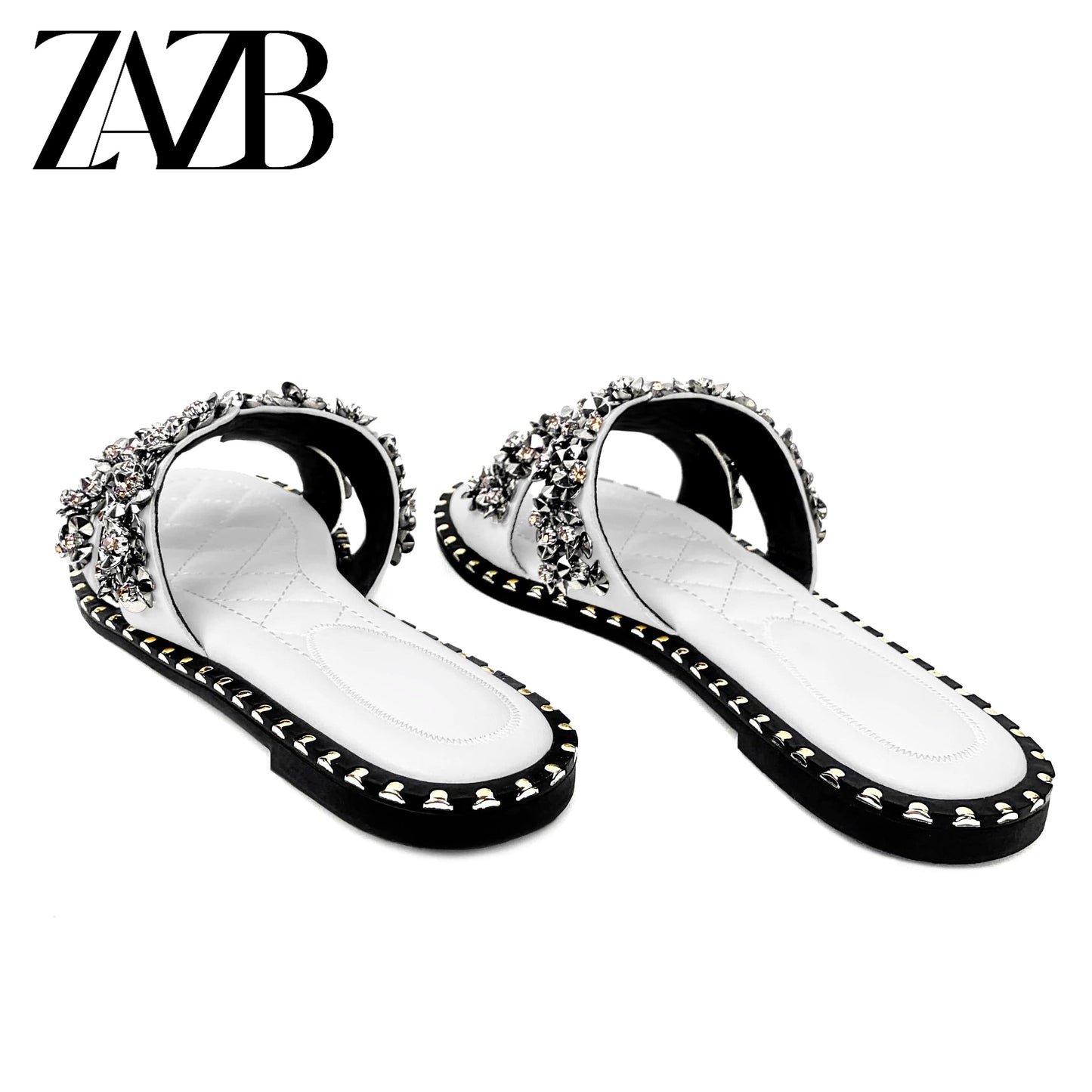 new wholesale Design Summer square head leather European and American Open Toe Flat Shoes Black womens slippers sandals