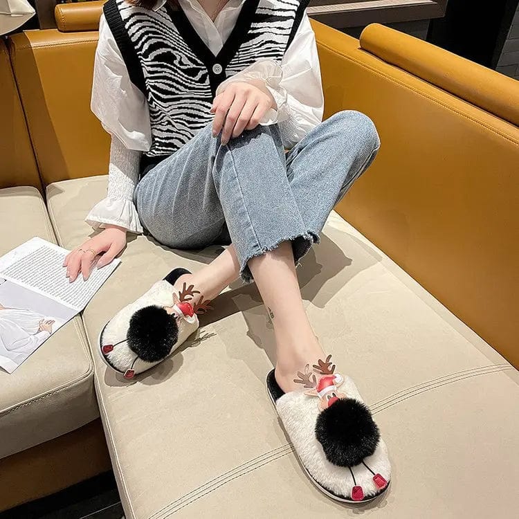 New Winter Korean Fashion lovely cartoon fluffy slippers Fur Warm adult Home Slippers Female Non-slip indoor Slippers