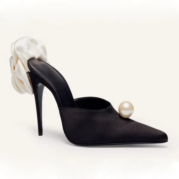 New Women High Heel Sandals Pointy Pearl Flower Ladies Stiletto Factory Women High Heel Party Shoes Hotsale Ladies Sandals