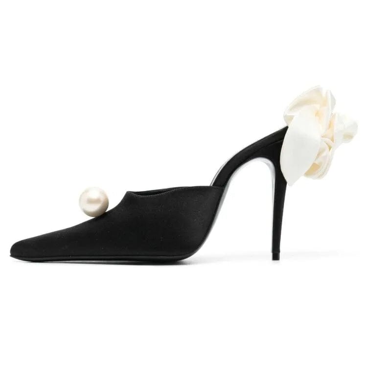 New Women High Heel Sandals Pointy Pearl Flower Ladies Stiletto Factory Women High Heel Party Shoes Hotsale Ladies Sandals