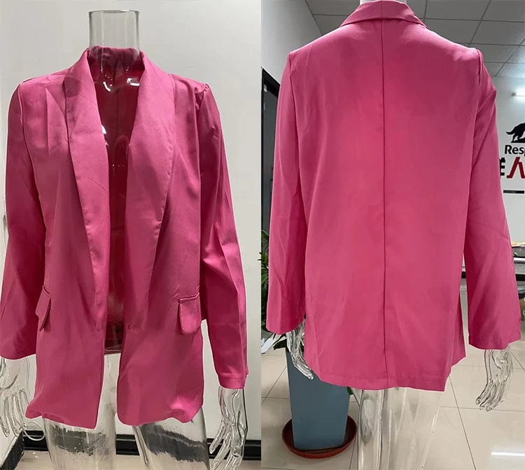 New Women Office Lady Lapel Blazer Long Sleeve Slim Cardigan OL Solid Color Casual Suit Jacket