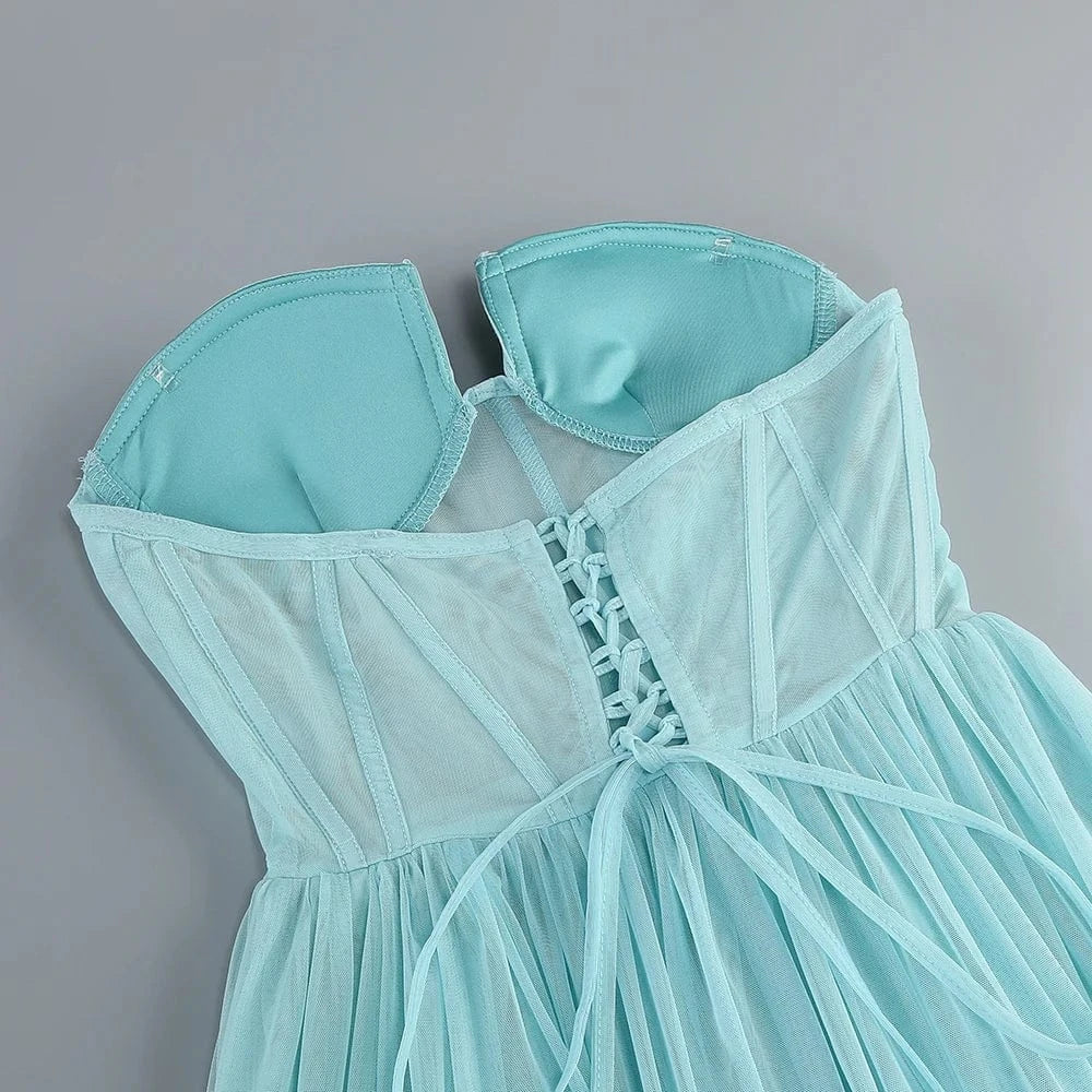 New Women's Sexy Strapless Casual Dress Holiday Style Three-Dimensional Flower Decorated Dress Floor-Length Evening Dress