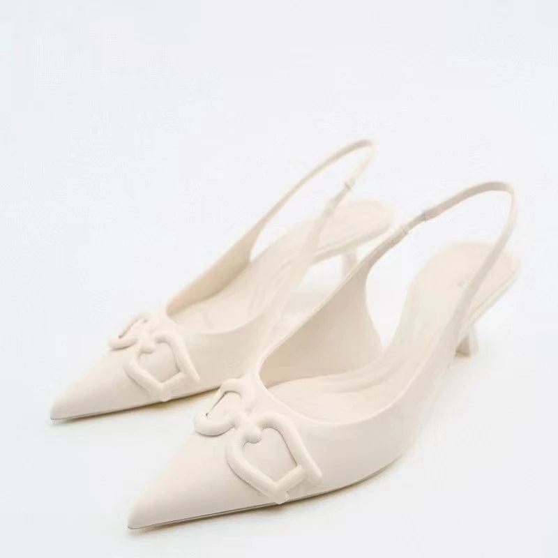 New women's shoes in spring and summer white ol style fashionable temperament thin heels high heels Muller shoes, pointed e