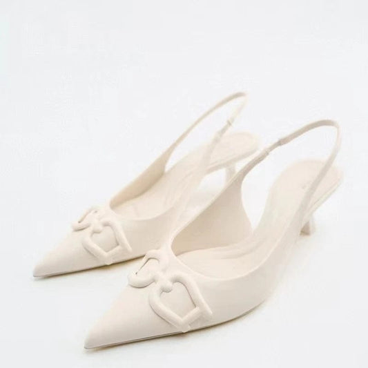 New women's shoes in spring and summer white ol style fashionable temperament thin heels high heels Muller shoes, pointed e