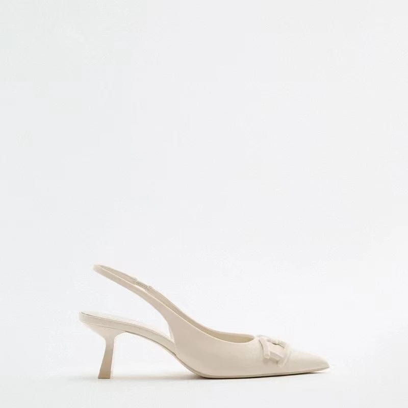 New women's shoes in spring and summer white ol style fashionable temperament thin heels high heels Muller shoes, pointed e