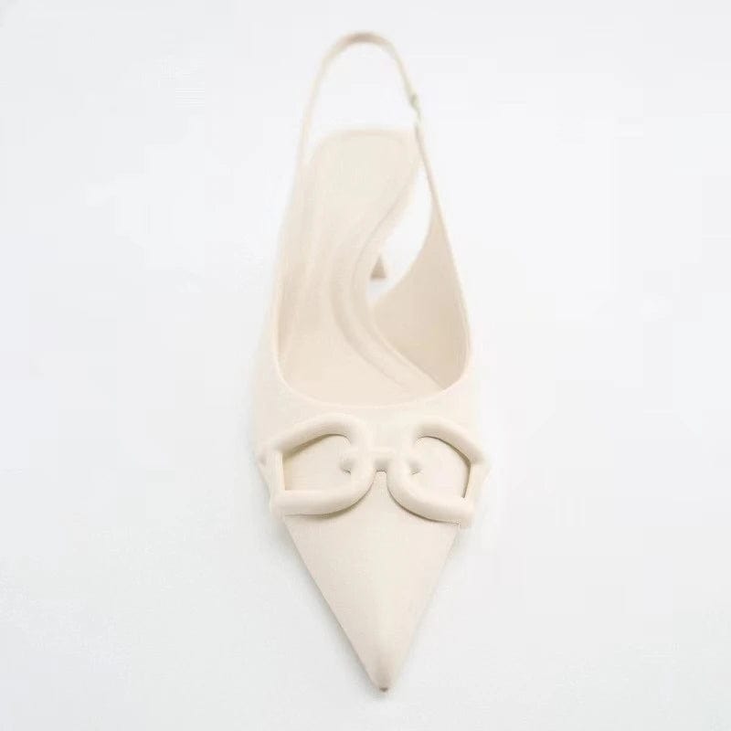 New women's shoes in spring and summer white ol style fashionable temperament thin heels high heels Muller shoes, pointed e