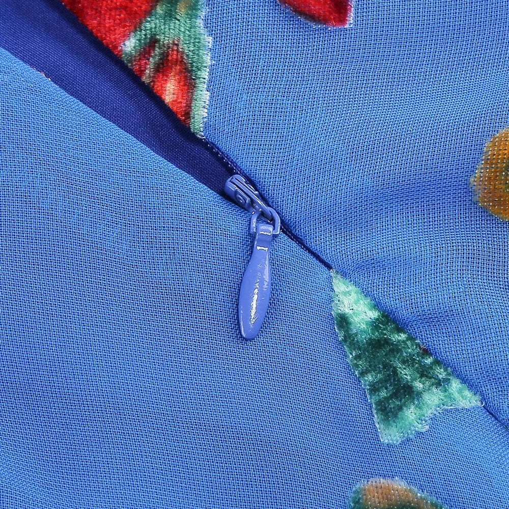 New Women's Velvet Print Hottie Hollow Out Backless Look Slimmer Halter Dress With Big Swing Slit Slim Calf Length Dress