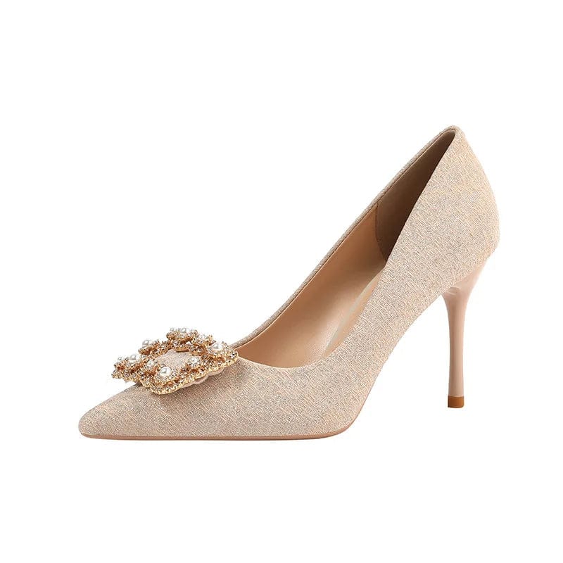 New Wrap-toe Rhinestone Buckle Women Sandals Spring Autumn Female High Heel Pumps Sexy Banquet Ladies Dress Shoes