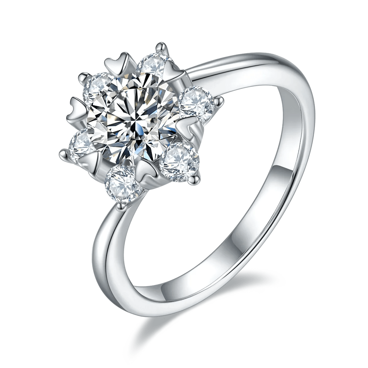 Newest Brand Ring 1 carat VVS Round Brilliant Colorful Moissanite Ring 925 Silver Diamond Finger Jewelry Christmas Gift for Lady