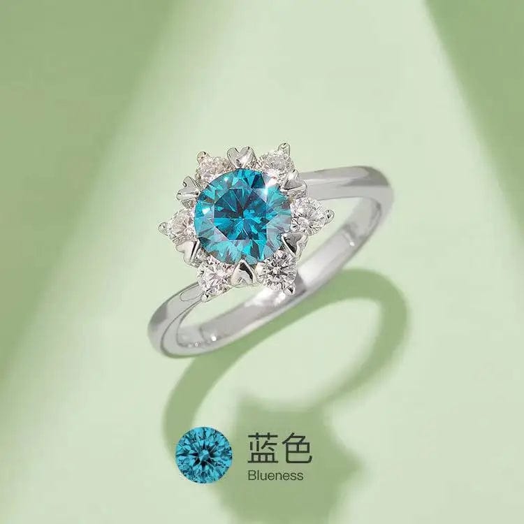 Newest Brand Ring 1 carat VVS Round Brilliant Colorful Moissanite Ring 925 Silver Diamond Finger Jewelry Christmas Gift for Lady