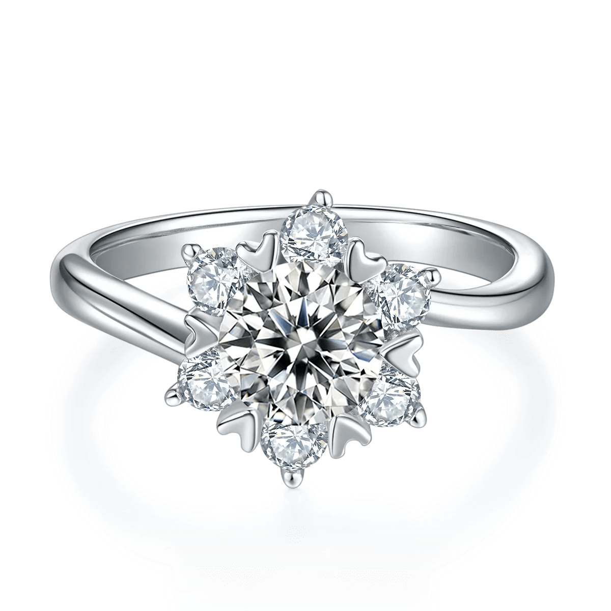 Newest Brand Ring 1 carat VVS Round Brilliant Colorful Moissanite Ring 925 Silver Diamond Finger Jewelry Christmas Gift for Lady