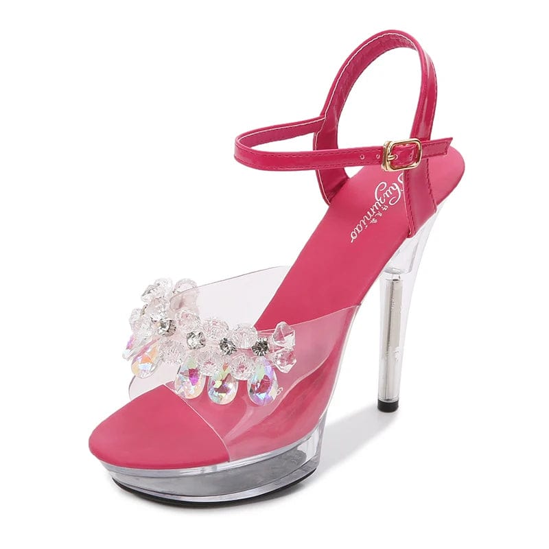 Newest Colorful High Heels Sandals Stripper Platform Shoes Ladies Summer Crystal Sandals for Women