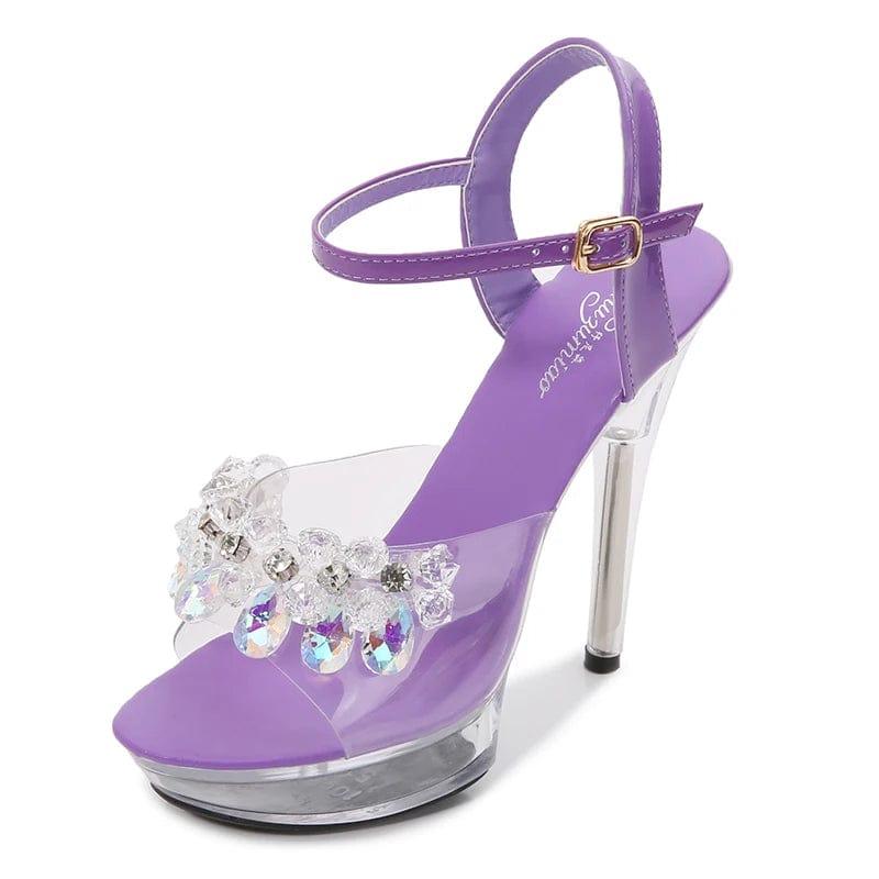 Newest Colorful High Heels Sandals Stripper Platform Shoes Ladies Summer Crystal Sandals for Women