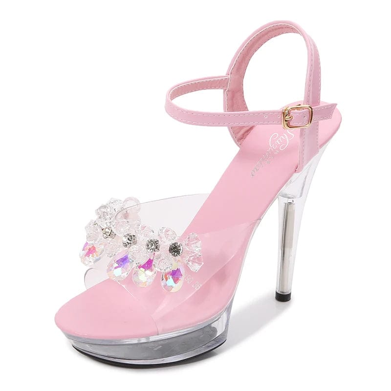 Newest Colorful High Heels Sandals Stripper Platform Shoes Ladies Summer Crystal Sandals for Women