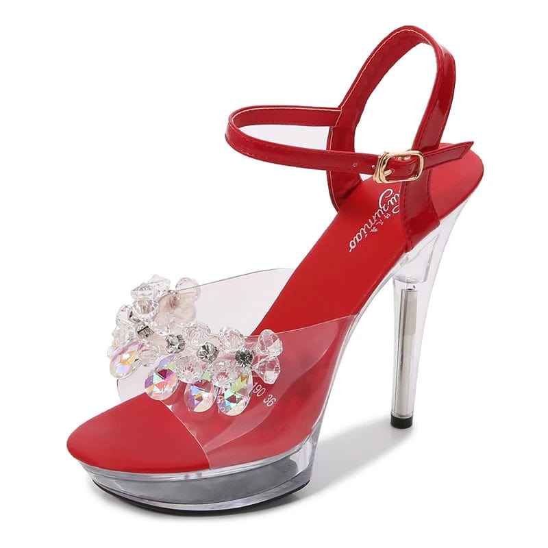 Newest Colorful High Heels Sandals Stripper Platform Shoes Ladies Summer Crystal Sandals for Women