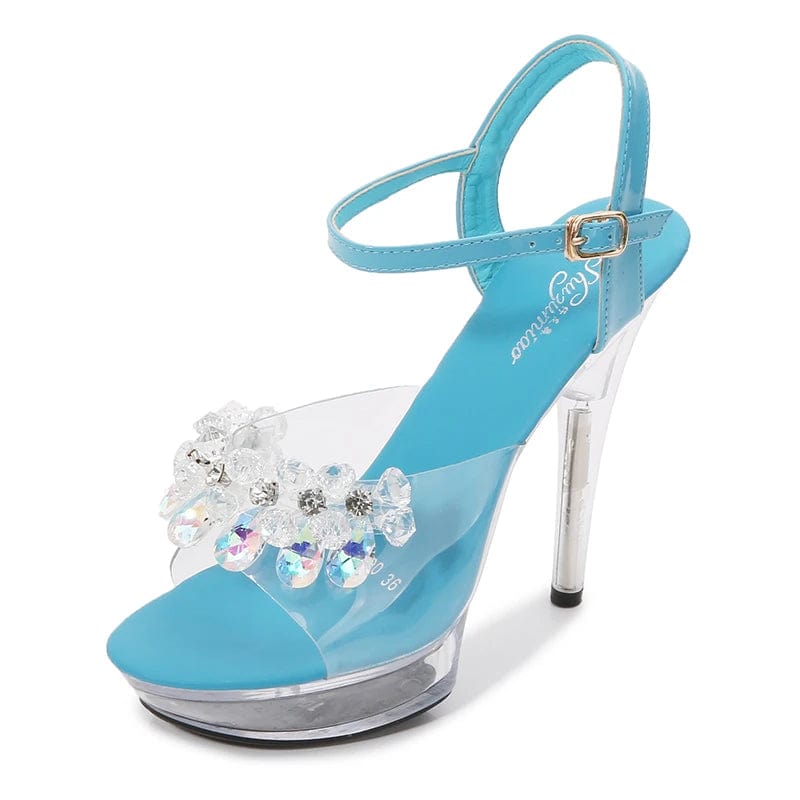 Newest Colorful High Heels Sandals Stripper Platform Shoes Ladies Summer Crystal Sandals for Women