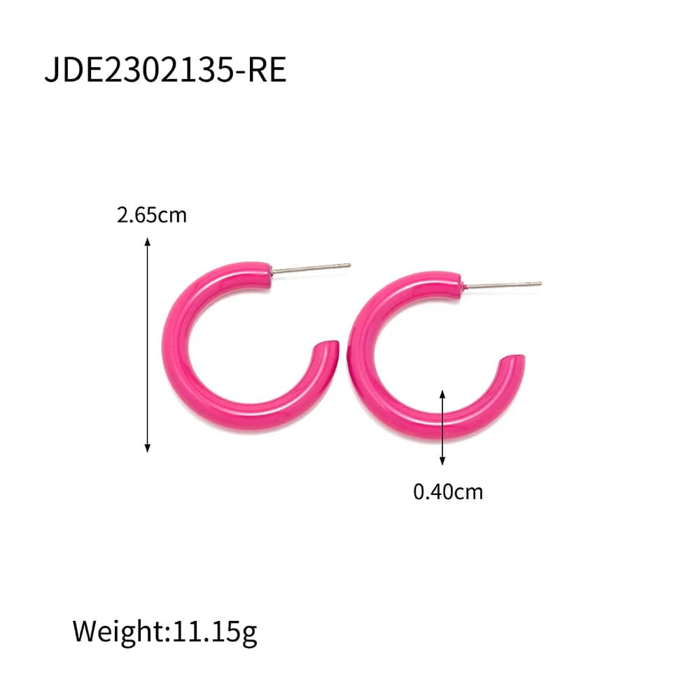 Newest Colorful Rainbow CC Shape Hoop Earrings 18K Gold Plated Stainless Steel Earring Jewelry