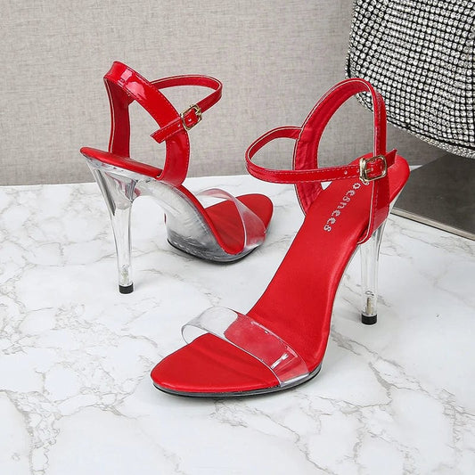 Newest Trendy 11 CM Clear Heel Strippers Ladies Sexy Summer Shoes Women Big Size High Heels Sandals
